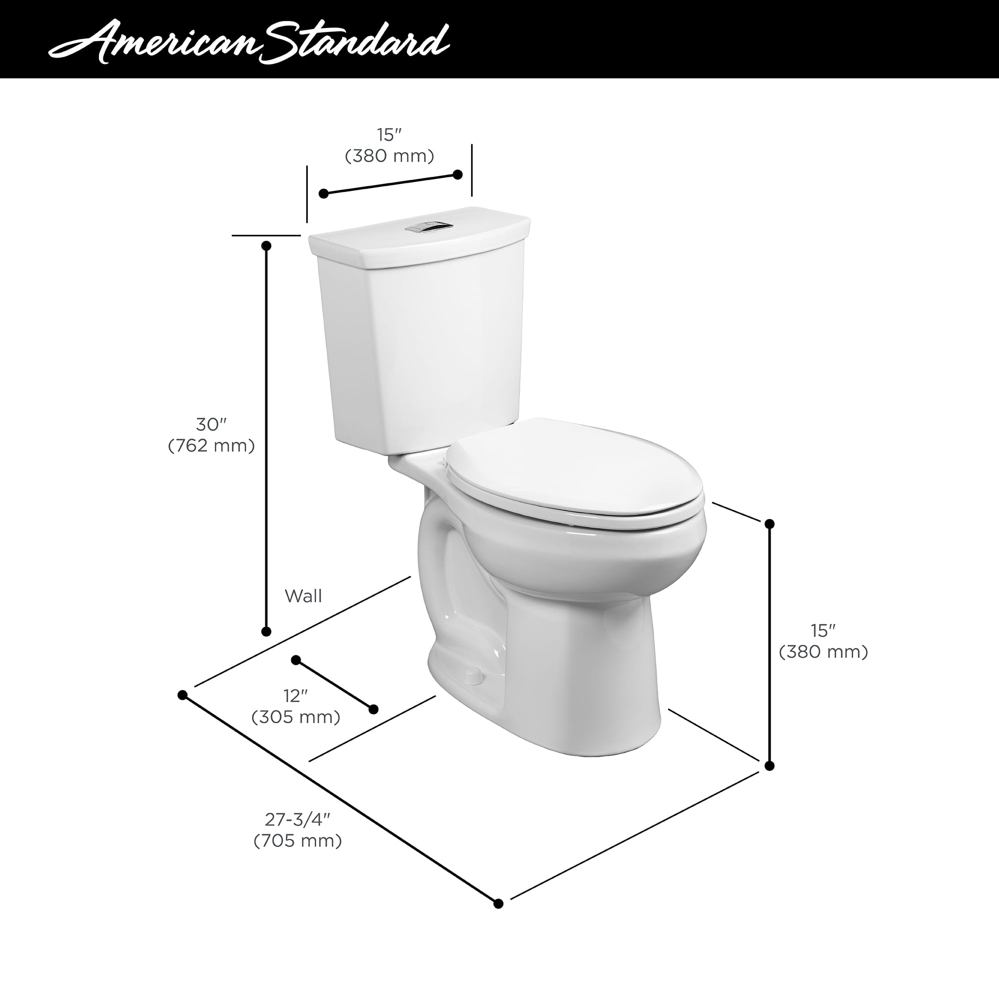 H2Option® Two-Piece Dual Flush 1.28 gpf/4.8 Lpf and 0.92 gpf/3.5 Lpf Standard Height Round Front Toilet Less Seat